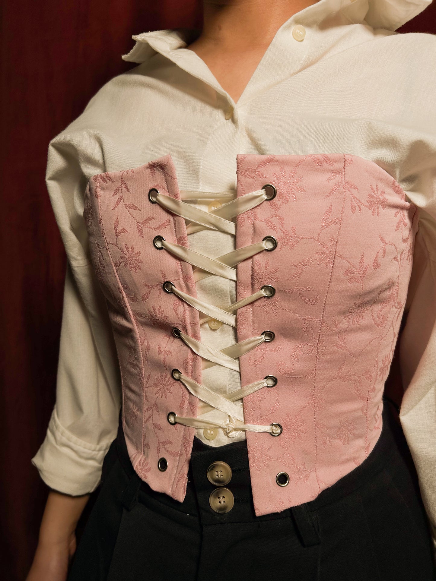 Upcycled Venus Corset (Pink Patterned) in S