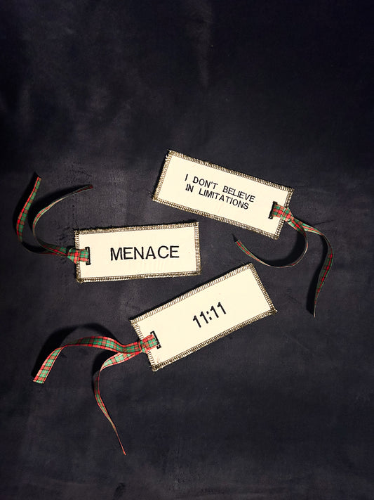 Menace Embroidered Bookmarks