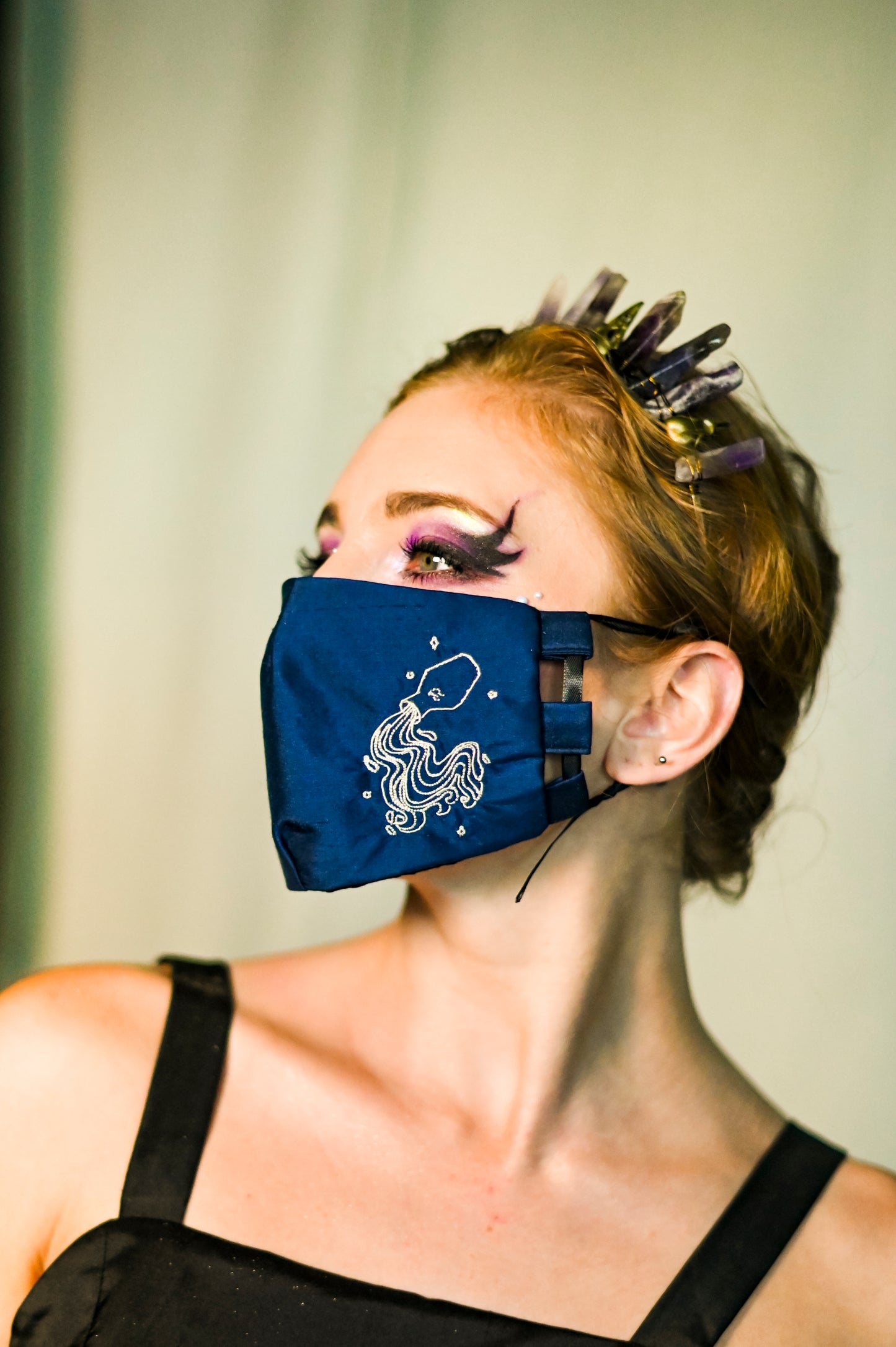 Aquarius Embroidered Mask